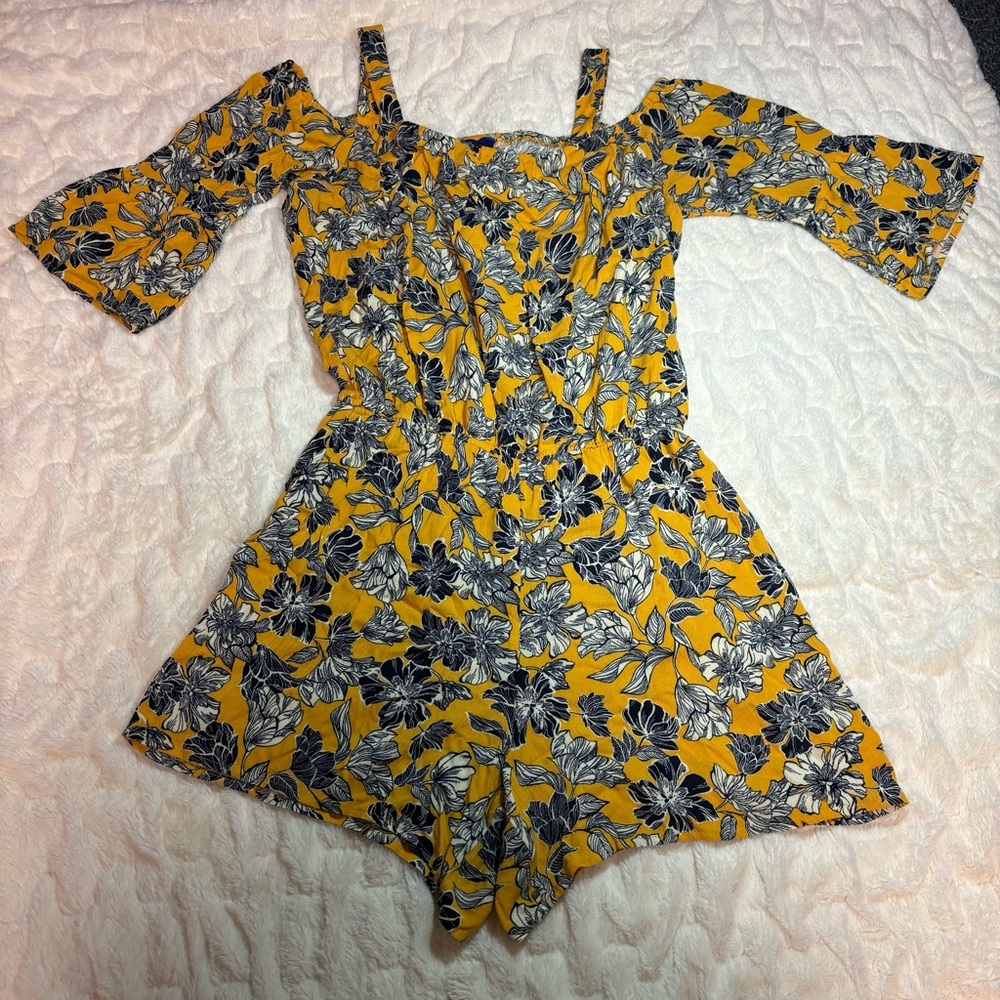 Floral Yellow and Black Jumpsuit